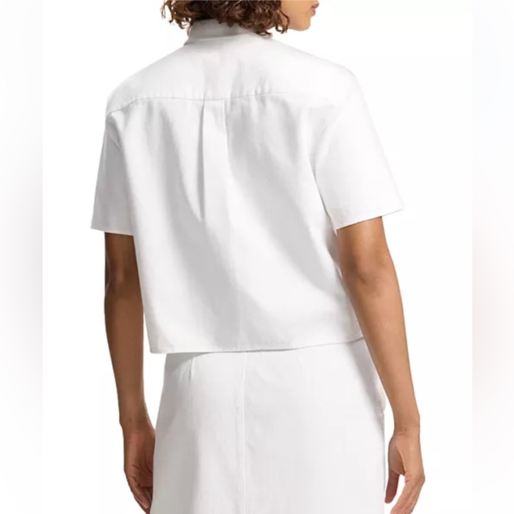 Theory Boxy Short Sleeve Oxford Shirt Optic White Cotton Sz S NWT - Picture 11 of 15